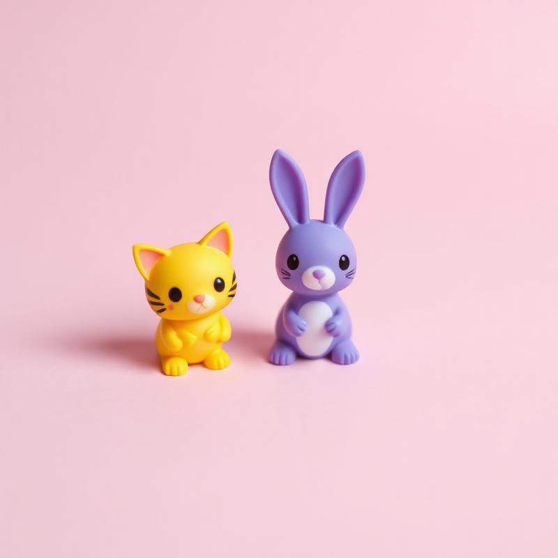 Miniaturas kawaii de gatinho e coelhinho impressas em 3D